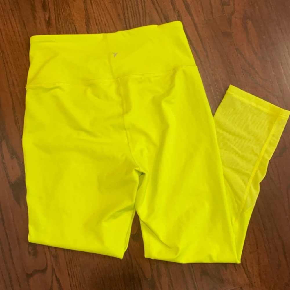 OLD NAVY: Neon Yellow Sheer Insert Leggings